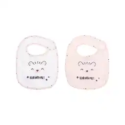 Netto Marken-Discount Kikkaboo Babylätzchen 2er Set Bär 23 x 31 cm, Frottee Druckknopf, 100% Baumwolle rosa Angebot