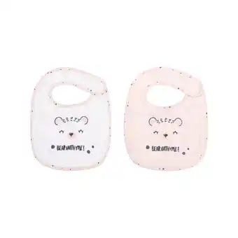 Netto Marken-Discount Kikkaboo Babylätzchen 2er Set Bär 23 x 31 cm, Frottee Druckknopf, 100% Baumwolle rosa Angebot