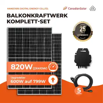 Netto Marken-Discount Balkonkraftwerk, 820W Canadian Solar PV-Module, 600/799W Ausgang mit APsystems WR, AC-Kabel, APP Angebot