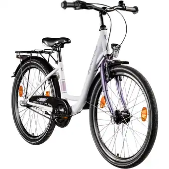 Netto Marken-Discount Zündapp C400 Jugendfahrrad 24 Zoll Fahrrad ab 130-145 cm 3 Gang Tiefeinsteiger weiß/lila Angebot