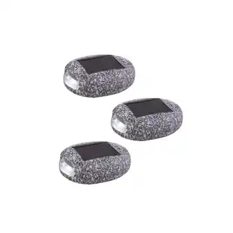Netto Marken-Discount 3er Set LED Solarleuchten, Stein Design, grau, L 8,5 cm Angebot