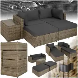 Netto Marken-Discount tectake Rattan Lounge, mit Aluminiumgestell, wetterfest und UV-beständig, mit Sicherheitsglasplatte Angebot