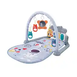 Netto Marken-Discount Chipolino Spielbogen, bunte Krabbeldecke Lichter Musik Piano Musiktasten Spiegel grau Angebot