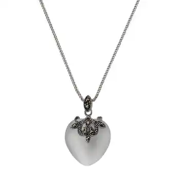 Netto Marken-Discount Zeeme Gemstones Halskette Silber 925 oxydiert 45cm lang mit Katzenauge und Markasit Angebot