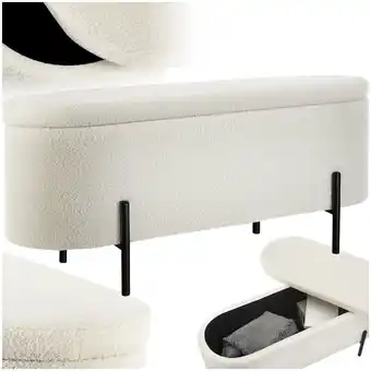 Netto Marken-Discount tectake Sitzbank, mit Bouclé-Stoff, schlanke, bodenschonende Stahlbeine, 97 x 36 x 42 cm Angebot