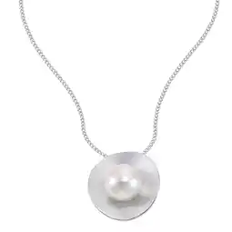 Netto Marken-Discount Zeeme Pearls Halskette Silber 925 rhodiniert mit einer weißen Perle 10mm Angebot