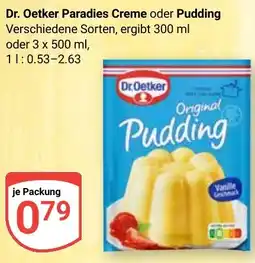 Globus Dr. Oetker Paradies Creme oder Pudding Angebot