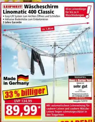 Norma LEIFHEIT Wäscheschirm Linomatic 400 Classic Angebot