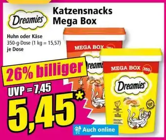 Norma Dreamies Katzensnacks Mega Box Angebot