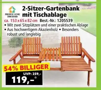 Norma 2-Sitzer-Gartenbank mit Tischablage Angebot