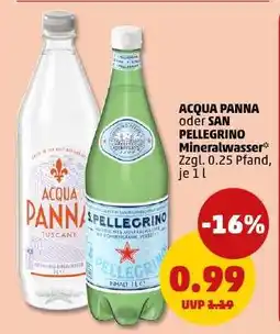 PENNY ACQUA PANNA oder SAN PELLEGRINO Mineralwasser Angebot