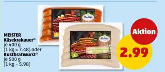 PENNY MEISTER Käsekrakauer oder Rostbratwurst Angebot