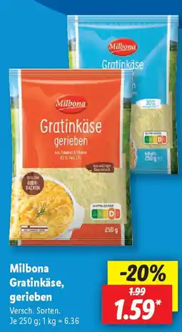 Lidl Milbona Gratinkäse, gerieben Angebot