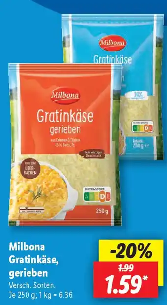 Lidl Milbona Gratinkäse, gerieben Angebot