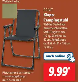 Lidl CRIVIT Klapp Campingstuhl Angebot