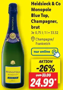 Lidl Heidsieck & Co Monopole Blue Top, Champagner, brut Angebot