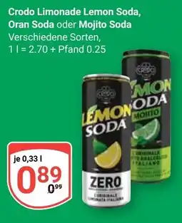 Globus Crodo Limonade Lemon Soda, Oran Soda oder Mojito Soda Angebot