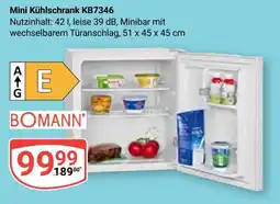 Globus BOMANN Mini Kühlschrank KB7346 Angebot