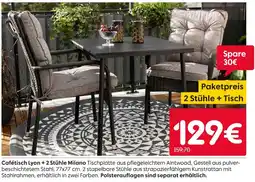 Rusta Cafétisch lyon + 2 stühle milano Angebot
