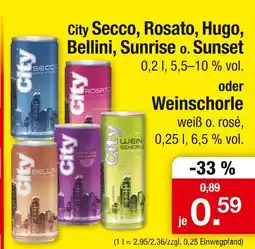 Zimmermann City secco, rosato, hugo, bellini, sunrise o. sunset oder weinschorle Angebot