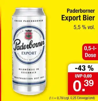 Zimmermann Paderborner export bier Angebot