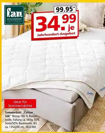 Segmüller F.a.n. sommerbett „cotton silk“ Angebot