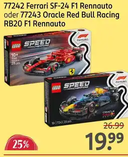 Rossmann Lego 77242 ferrari sf-24 f1 rennauto oder 77243 oracle red bull racing rb20 f1 rennauto Angebot