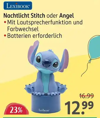Rossmann Lexibook nachtlicht stitch oder angel Angebot