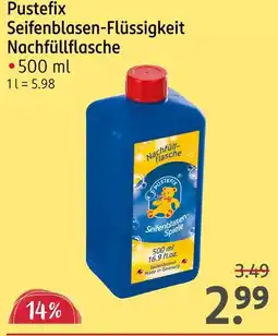 Rossmann Pustefix seifenblasen-flüssigkeit nachfüllflasche Angebot