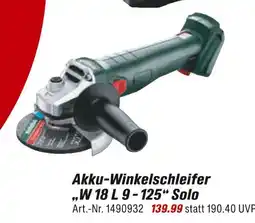 toom Baumarkt Akku-winkelschleifer „w 18 l 9 - 125“ solo Angebot