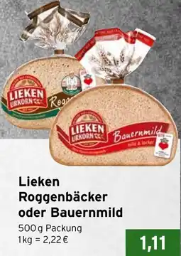 CAP Markt Lieken Roggenbäcker oder Bauernmild Angebot