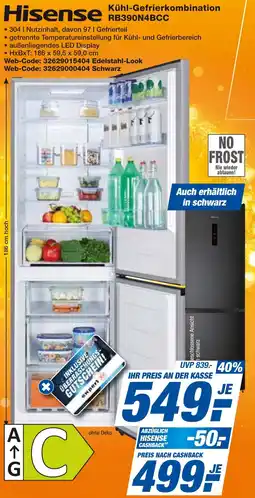 expert Techno Land Hisense Kühl-Gefrierkombination RB390N4BCC Angebot