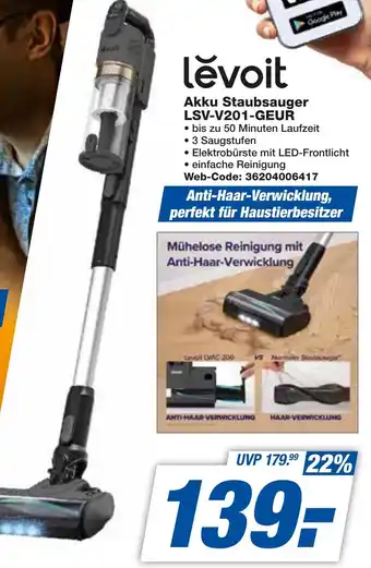 expert Techno Land Lĕvoit Akku Staubsauger LSV-V201-GEUR Angebot