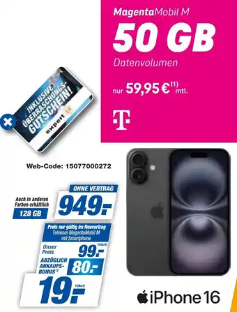 expert Techno Land Apple iPhone 16 Angebot