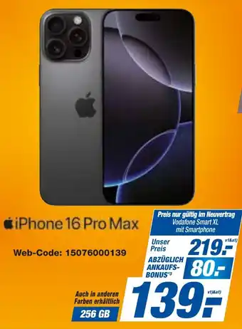 expert Techno Land Apple iPhone 16 Pro Max Angebot
