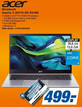 expert Techno Land acer Notebook Aspire 3 (A315-59-53JW) Angebot