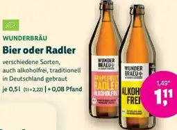 Biomarkt WUNDERBRÄU Bier oder Radler Angebot