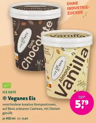 Biomarkt ICE DATE Veganes Eis Angebot