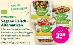 Biomarkt PROLATERRE Vegane Fleisch Alternativen Angebot