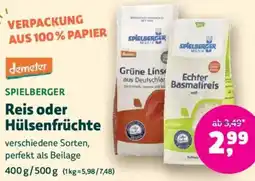 Biomarkt demeter SPIELBERGER Reis oder Hülsenfrüchte Angebot