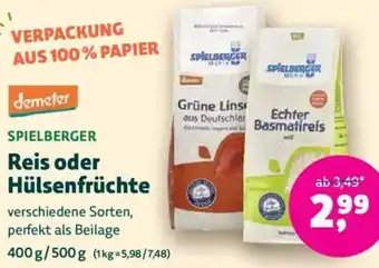 Biomarkt demeter SPIELBERGER Reis oder Hülsenfrüchte Angebot