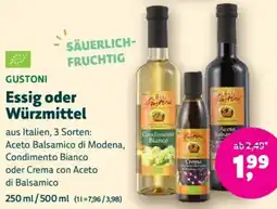 Biomarkt GUSTONI Essig oder Würzmittel Angebot