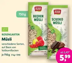 Biomarkt ROSENGARTEN Müsli Angebot