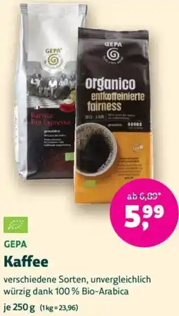 Biomarkt GEPA Kaffee Angebot