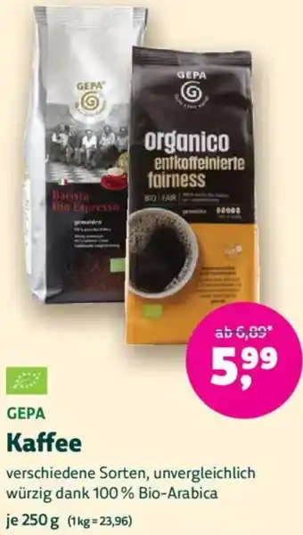 Biomarkt GEPA Kaffee Angebot