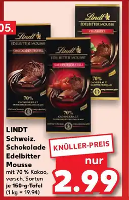Kaufland LINDT Schweiz. Schokolade Edelbitter Mousse Angebot