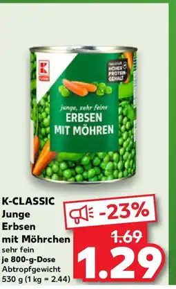 Kaufland K-CLASSIC Junge Erbsen mit Möhrchen Angebot