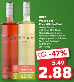 Kaufland BREE Wein oder Free Alkoholfrei Angebot