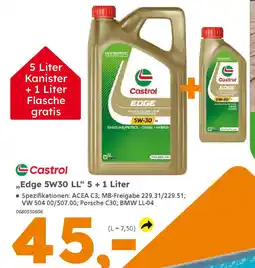 Globus Baumarkt Castrol ,,Edge 5W30 LL❝ 5 + 1 Liter Angebot