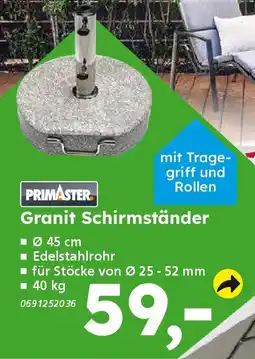 Globus Baumarkt PRIMASTER Granit Schirmständer Angebot